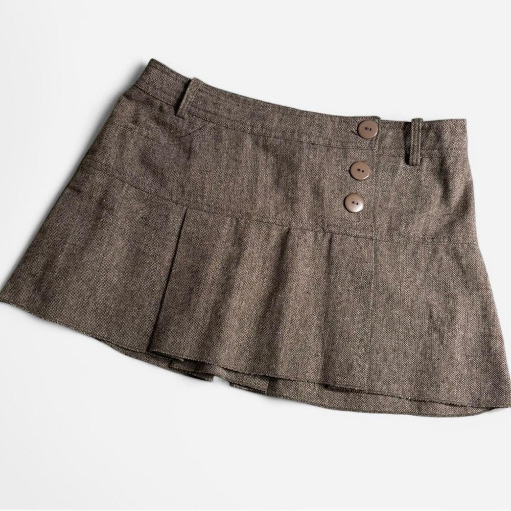 Brown Pleated Mini Skirt